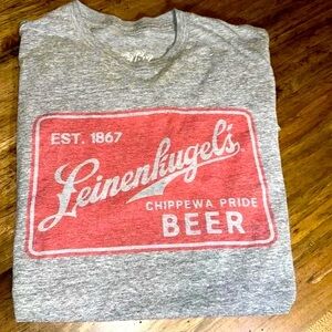 tee luv men’s gray short sleeve tshirt leinenkugels chippewa pride beer size med